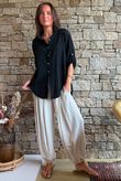 Pia Pillow Cotton Embroidered Tile Classic Shirt Black